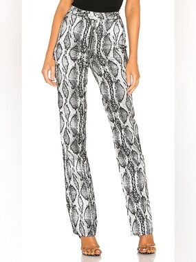 I.AM.GIA Black & White Snake-Print Straight Leg Pants Sz Large